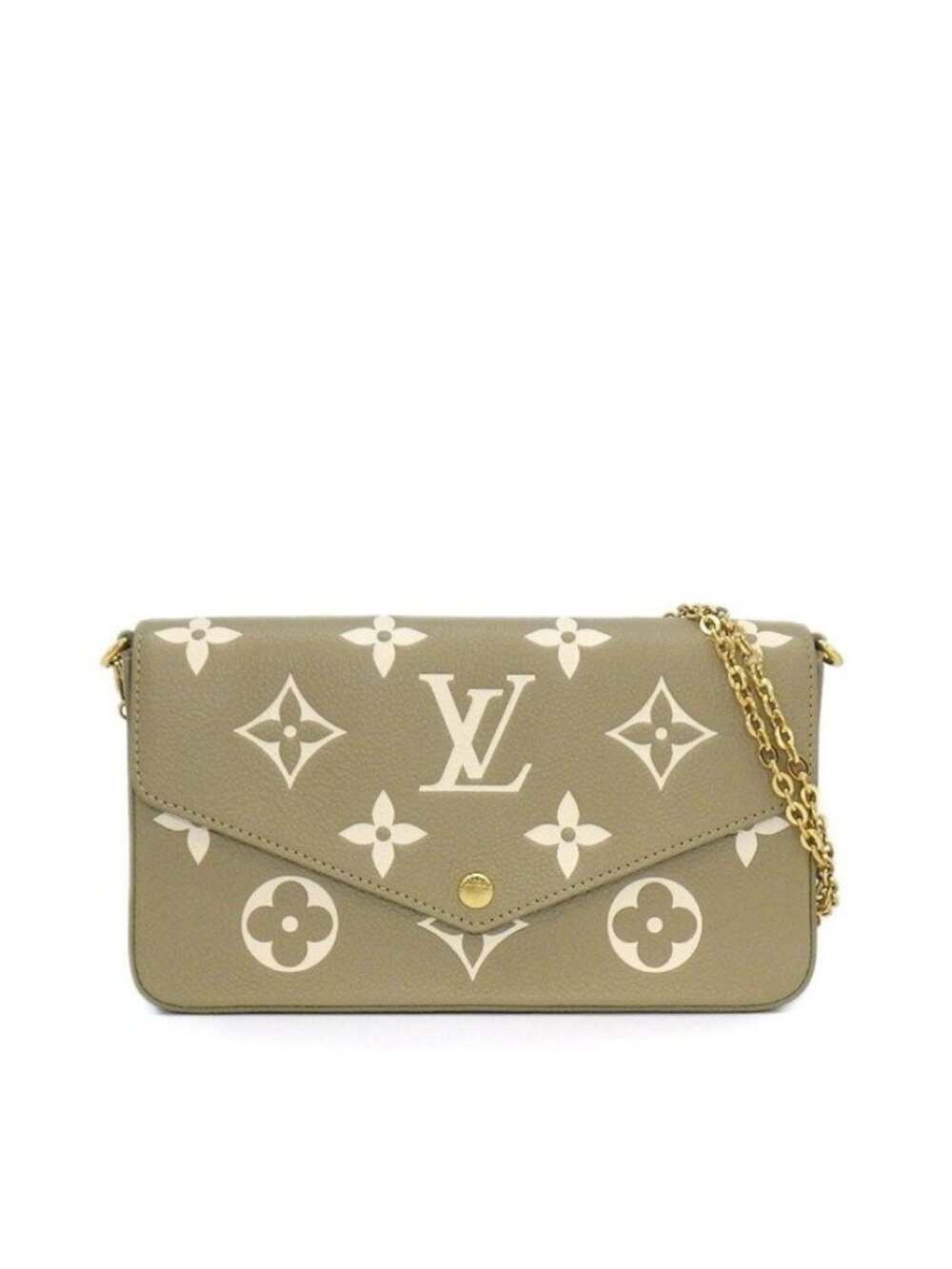Louis Vuitton Shoulder Bag Pochette Felicie Khaki Cream Monogram Empreinte